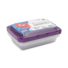 Fun Indispensable Plastic Transparent Container with Plum Lid - 28oz Pack of 5