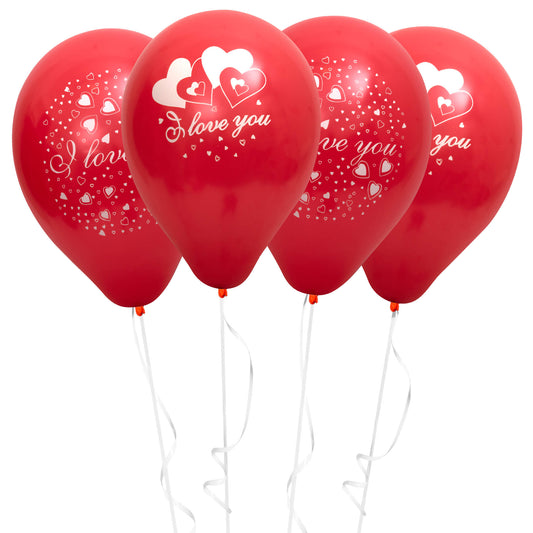 Fun® Balloons 10in Red - I Love You Design [15pcs x 1pkt]