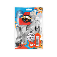 Fun Balloons 10in Metallic Silver [15pcs x 1pkt]