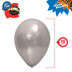 Fun Balloons 10in Metallic Silver [15pcs x 1pkt]