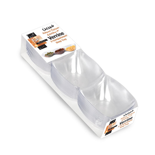 Fun® Verrine Rectangular Dipping Tray 3 Compartment [12pcs x 1pkt]