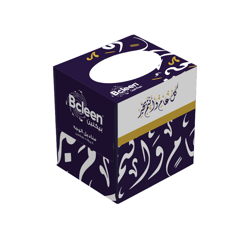 Bcleen 2-Ply White Facial Tissue 20x20cm - Ramadan Kareem Purple [80 Sheets x 1pkt]