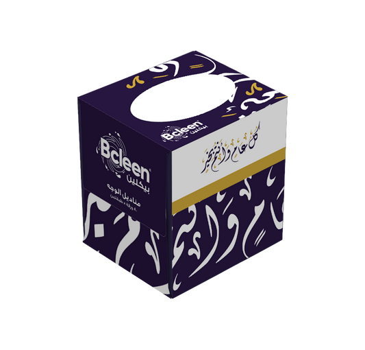Bcleen® 2-Ply White Facial Tissue 20x20cm - Ramadan Kareem Purple [80 Sheets x 1pkt]