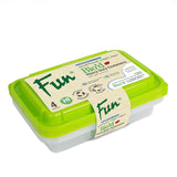 Fun® Bio'd Clear Rectangle Container with Green Lid - 28oz Pack of 4