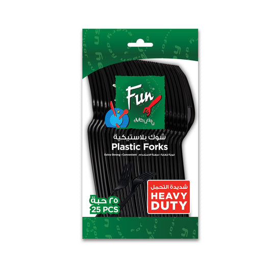 Fun® Heavy-Duty Plastic Black Forks 7in [25pcs x 1pkt]
