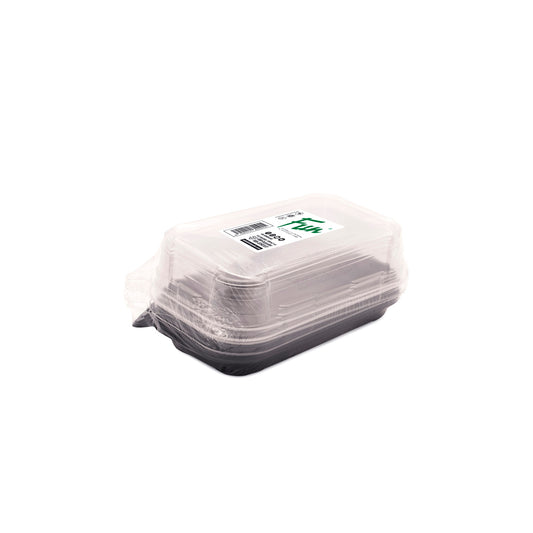 Fun® Plastic Clear Container 199x121x40mm with Flat PET Lids [5pcs x 1pkt]