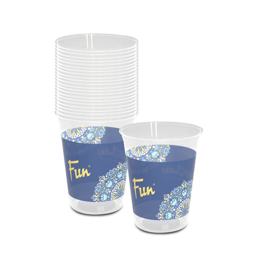 Fun Ramadan Blue Clear Plastic Cups 12oz  PET  [P:25pcsx1pkt] - CRP