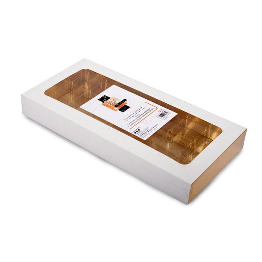 Fun® Cardboard Chocolate Boxes Silver/White with Window 31x15x4cm for [21pcs x 1pkt]
