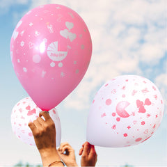 Fun Helium  Balloon Pink and White colors 12in - "Baby Girl" [P:20pcsx1pkt]