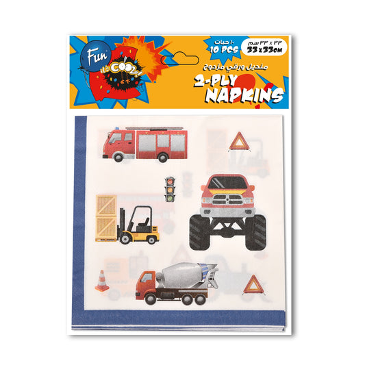 Fun® 2-Ply Napkins 33x33cm - Car Design [10pcs x 1pkt]