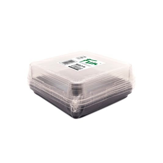 Fun® Plastic Clear Container 232x232x40mm with Flat PET Lids [5pcs x 1pkt]