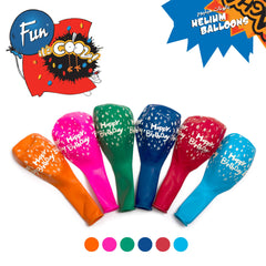 Fun Balloons 12in Assorted Colors - Happy Birthday Design [20pcs x 1pkt]