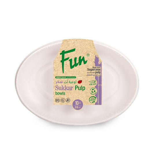 Fun® Sukkar Pulp Bowls 26oz [10pcs x 1pkt]