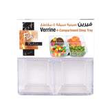 Fun® Verrine Crystal Square Tray 4 Compartment Pack of 4