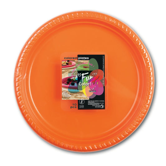 Fun® Citrus Plastic Plates 25cm [10pcs x 1pkt]