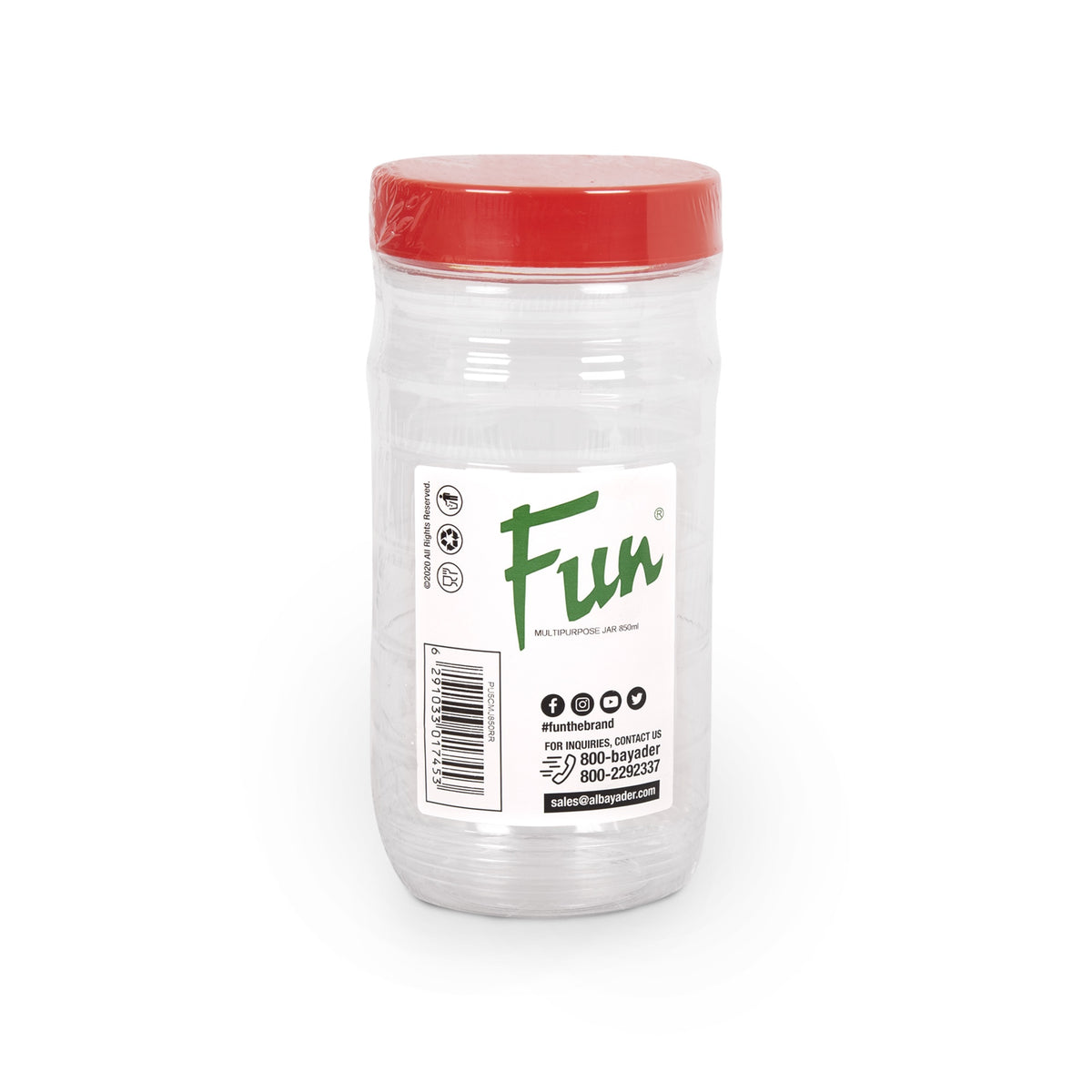 Fun Multipurpose Round Jar 850ml with Lid [1pc]