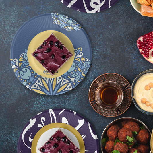 Fun® Blue Paper Plates 9in -Ramadan Style [10pcs x 1pkt]