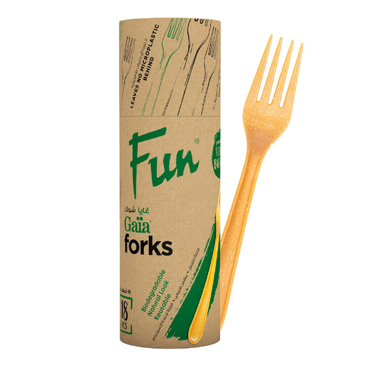 Fun® Gaïa Natural Brown Forks 6.8in [18pcs x 1pkt]