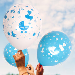 Fun Helium Balloon Baby Blue and White colors  12in - "Baby Boy" [P:20pcsx1pkt]