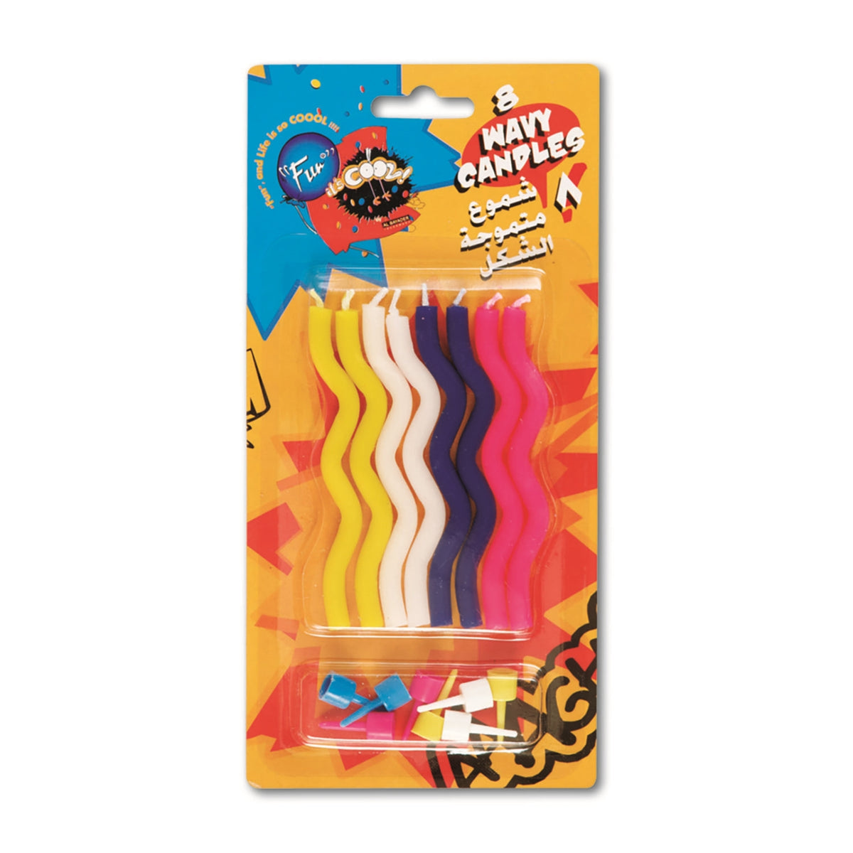Fun Candles and Holders Assorted Colors [8pcs]