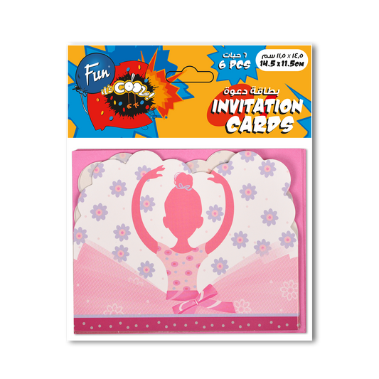 Fun® Invitation Cards 14.5*11 - Ballerina Design [6pcs x 1pkt]
