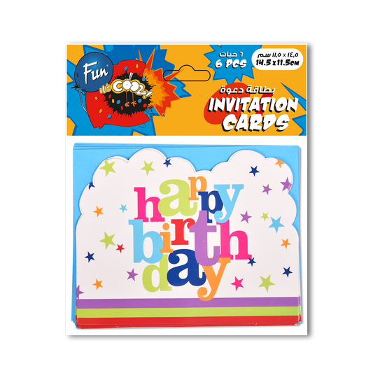 Fun® Invitation Cards 14.5*11 - Happy Birthday Design [6pcs x 1pkt]