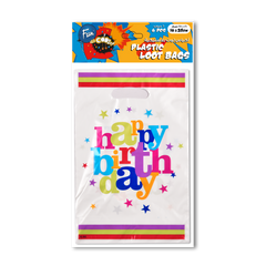 Fun Plastic Loot Bags 16*25cm - Happy Birthday Design [6pcs x 1pkt]