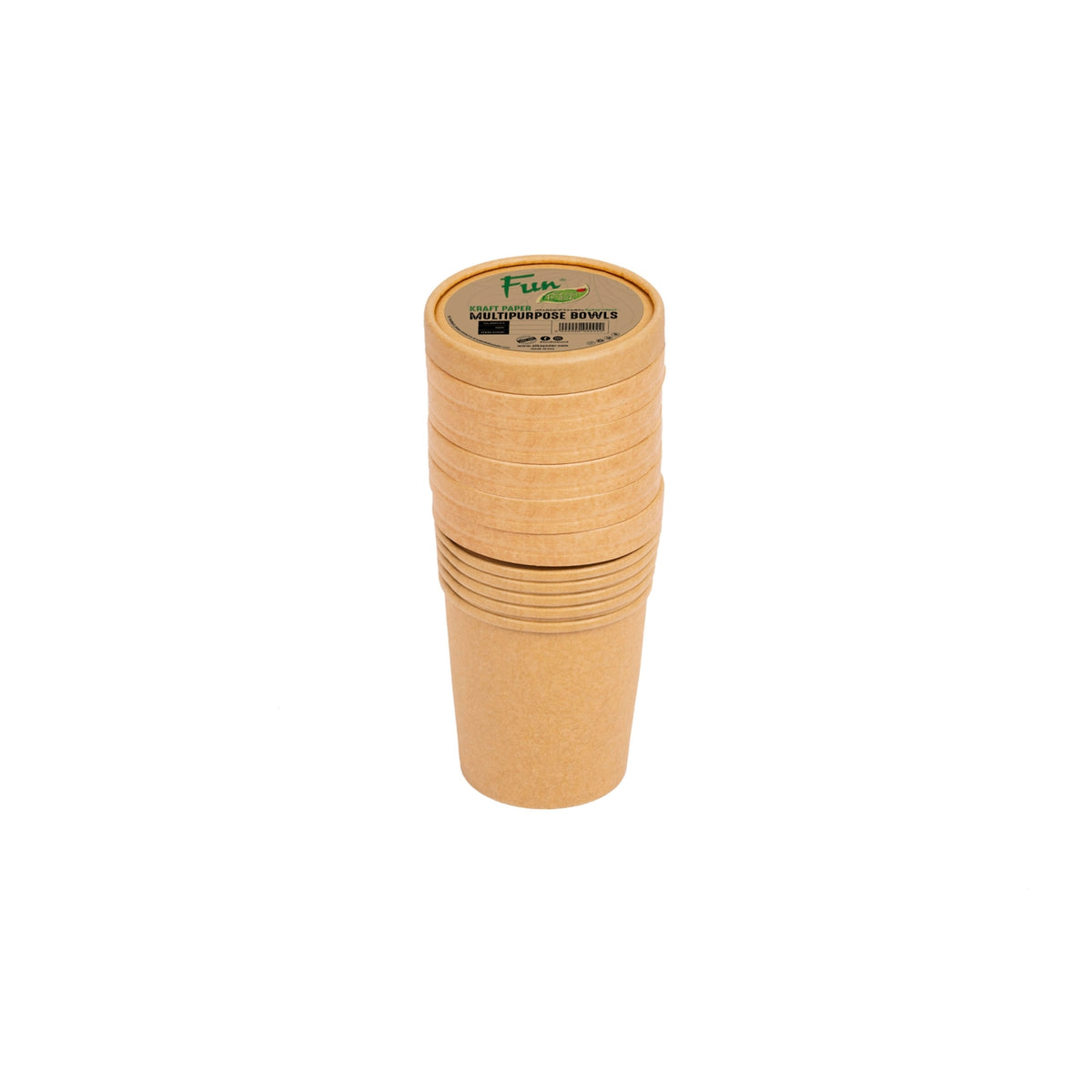 Fun Kraft Paper Multipurpose Brown Containers with Brown Lids 16oz [6pcs x 1pkt]