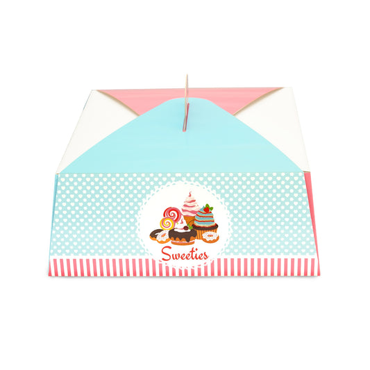Fun® Paper Cake Boxes with Window and handle 29x29x11.5cm (400gsm) - Sweet Treats [1pc]