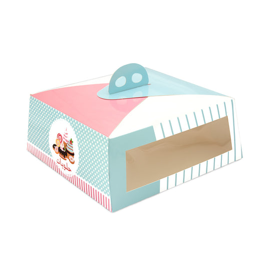 Fun® Paper Cake Boxes with Window and handle 29x29x11.5cm (400gsm) - Sweet Treats [1pc]