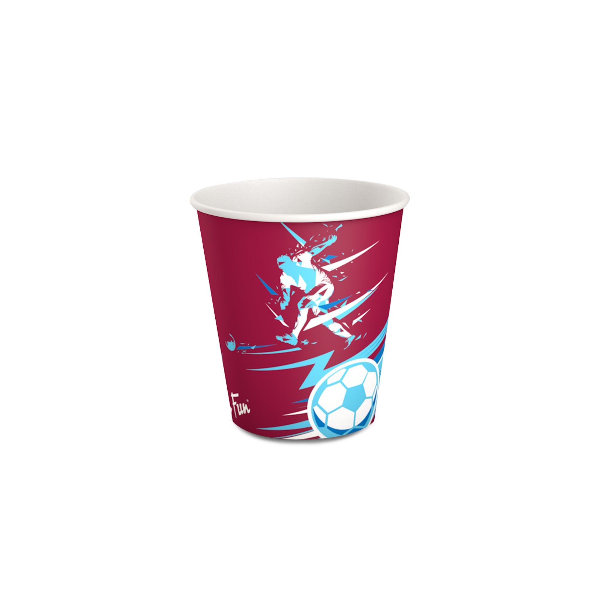 Fun Double Wall Paper Cup 8oz - Blue Football Design (Pack of 10)