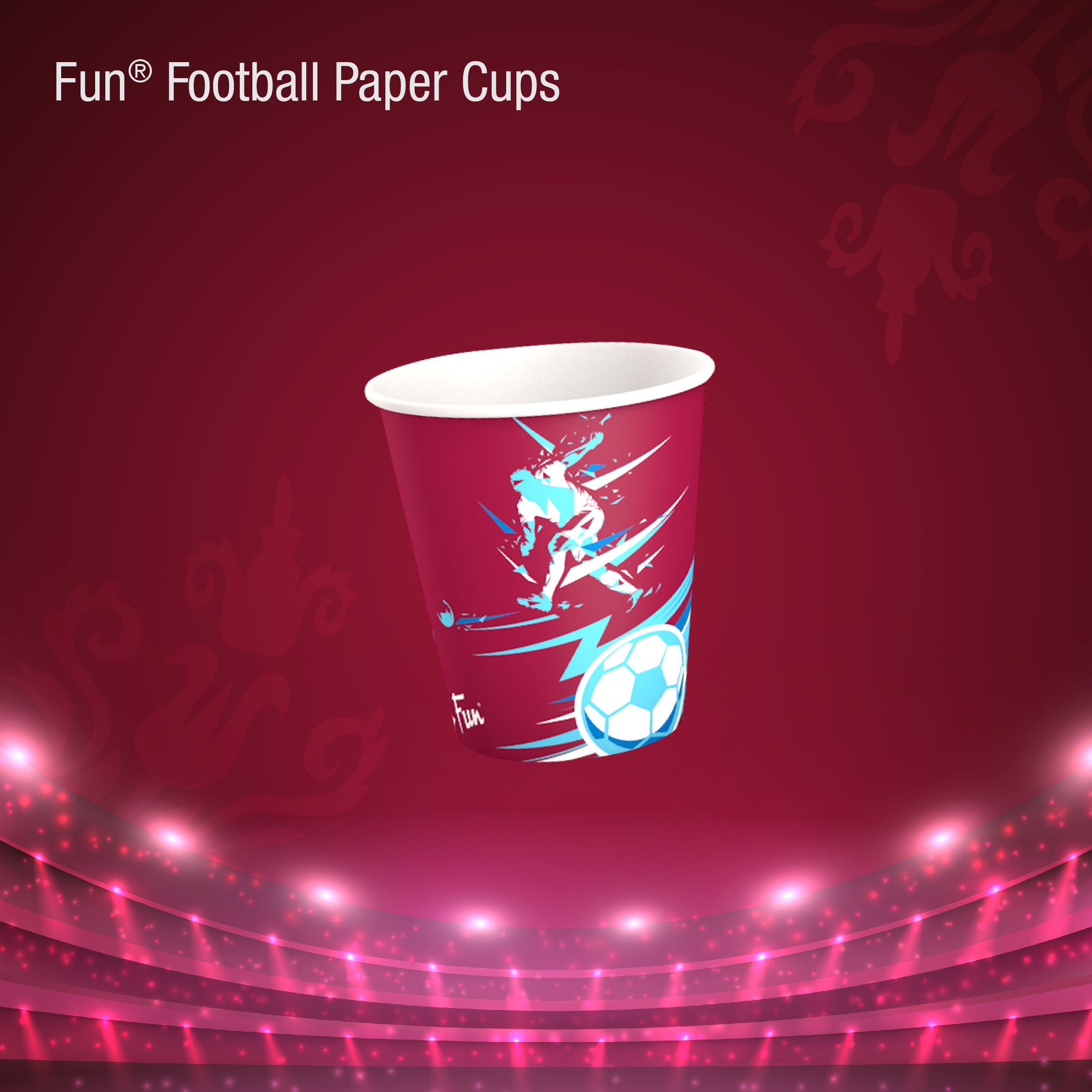 Fun Double Wall Paper Cup 8oz - Blue Football Design (Pack of 10)