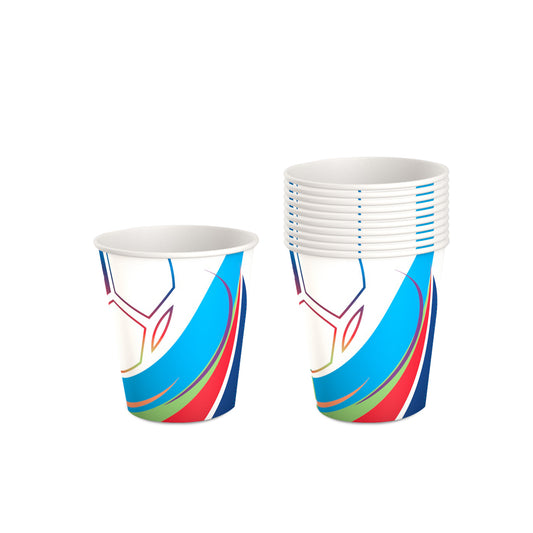 Fun® Double Wall Paper Cups 8oz White - Football Design [10pcs x 1pkt]