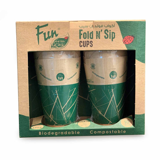 Fun® Fold N Sip Biodegradable Double-Wall Lidless Paper Cups 12oz [10pcs x 1pkt]