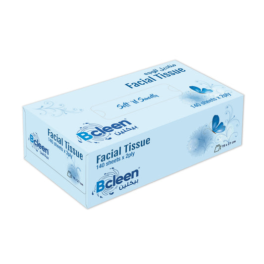 Bcleen® 2-Ply White Facial Tissue 19x21cm [140 Sheets x 1pkt]