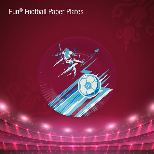 Fun® Heavy-Duty Paper Plates 9in Blue - Football Design [10pcs x 1pkt]
