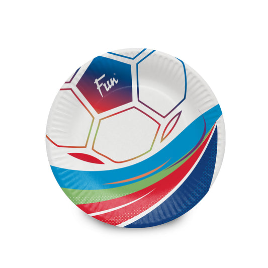Fun® Heavy-Duty Paper Plates 9in White - Football Design [10pcs x 1pkt]
