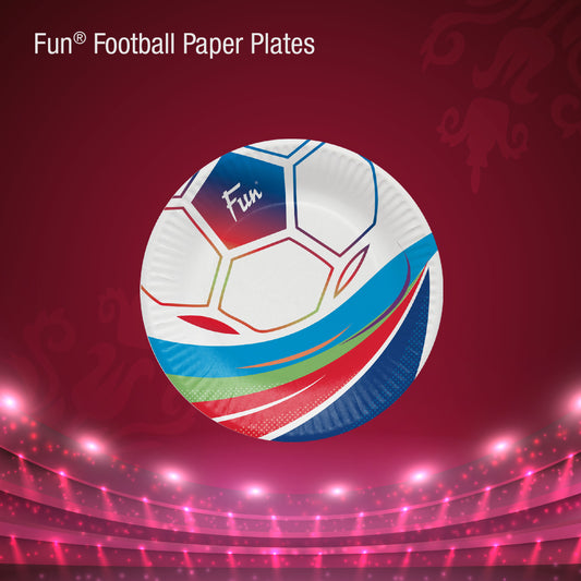 Fun® Heavy-Duty Paper Plates 9in White - Football Design [10pcs x 1pkt]