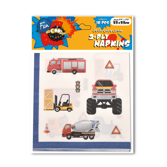 Fun® 2-Ply Napkins 33x33cm - Car Design [10pcs x 1pkt]