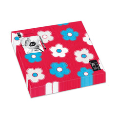 Fun Trendy 3-Ply Disposable Coloured Printed Paper Napkin Tissue 33x33cm - Fiery Red Floral - Pack of 20