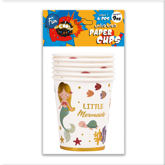 Fun® Paper Cups 9oz - Mermaid Design [6pcs x 1pkt]