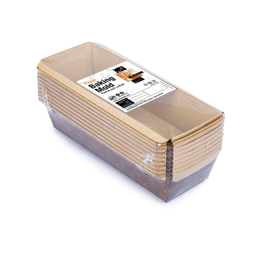 Fun® Paper Rectangular Brown Baking Mould 200x65x50mm [10pcs x 1pkt]