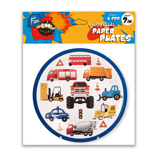 Fun® Paper Plates 7in - Car Design [6pcs x 1pkt]