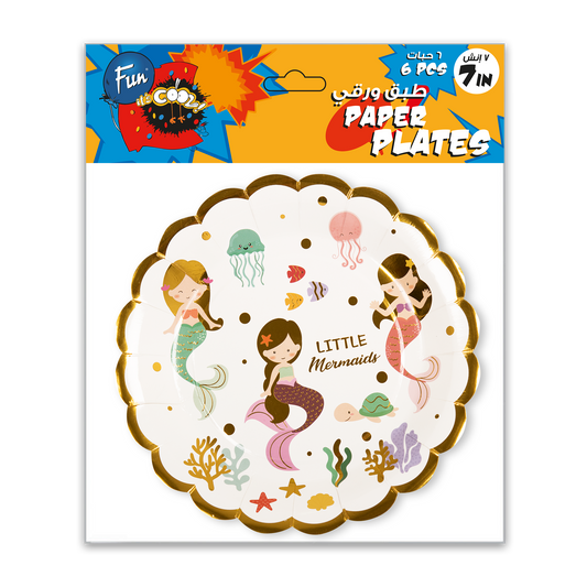 Fun® Paper Plates 7in - Mermaid Design [6pcs x 1pkt]