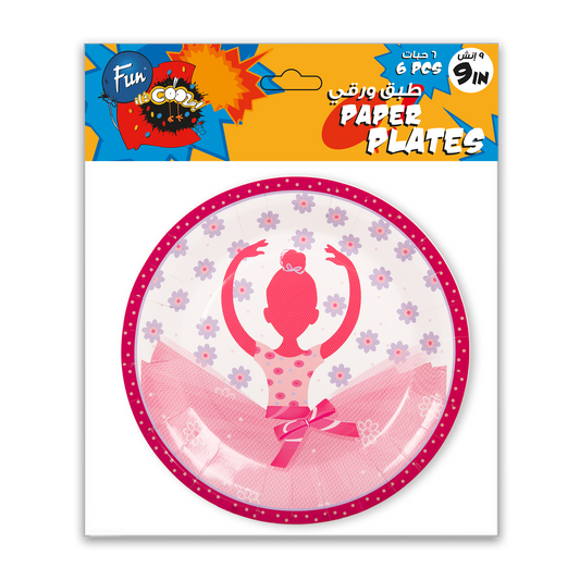Fun® Paper Plates 9in - Ballerina Design [6pcs x 1pkt]