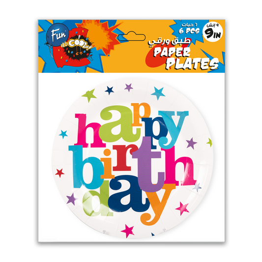 Fun® Paper Plates 9in - Happy Birthday Design [6pcs x 1pkt]