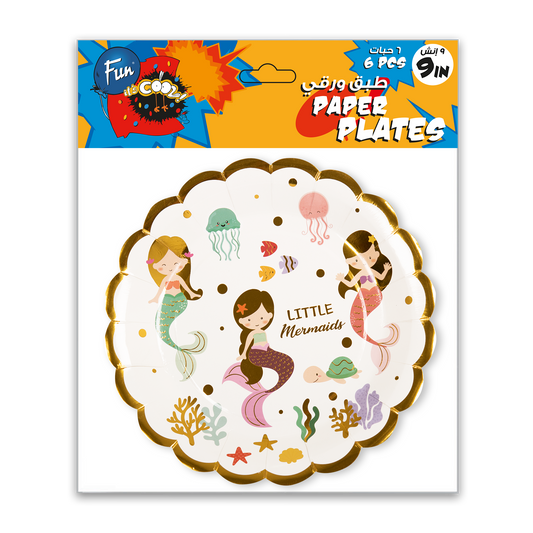 Fun® Paper Plates 9in - Mermaid Design [6pcs x 1pkt]