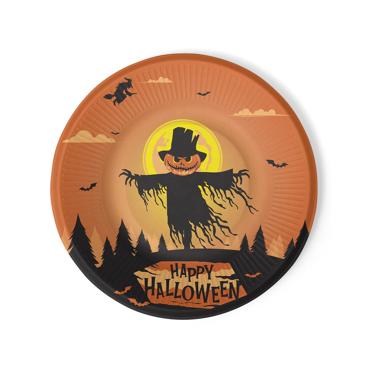 Fun Halloween Heavy-Duty Paper Plate 9 inch - Orange Pack of 10