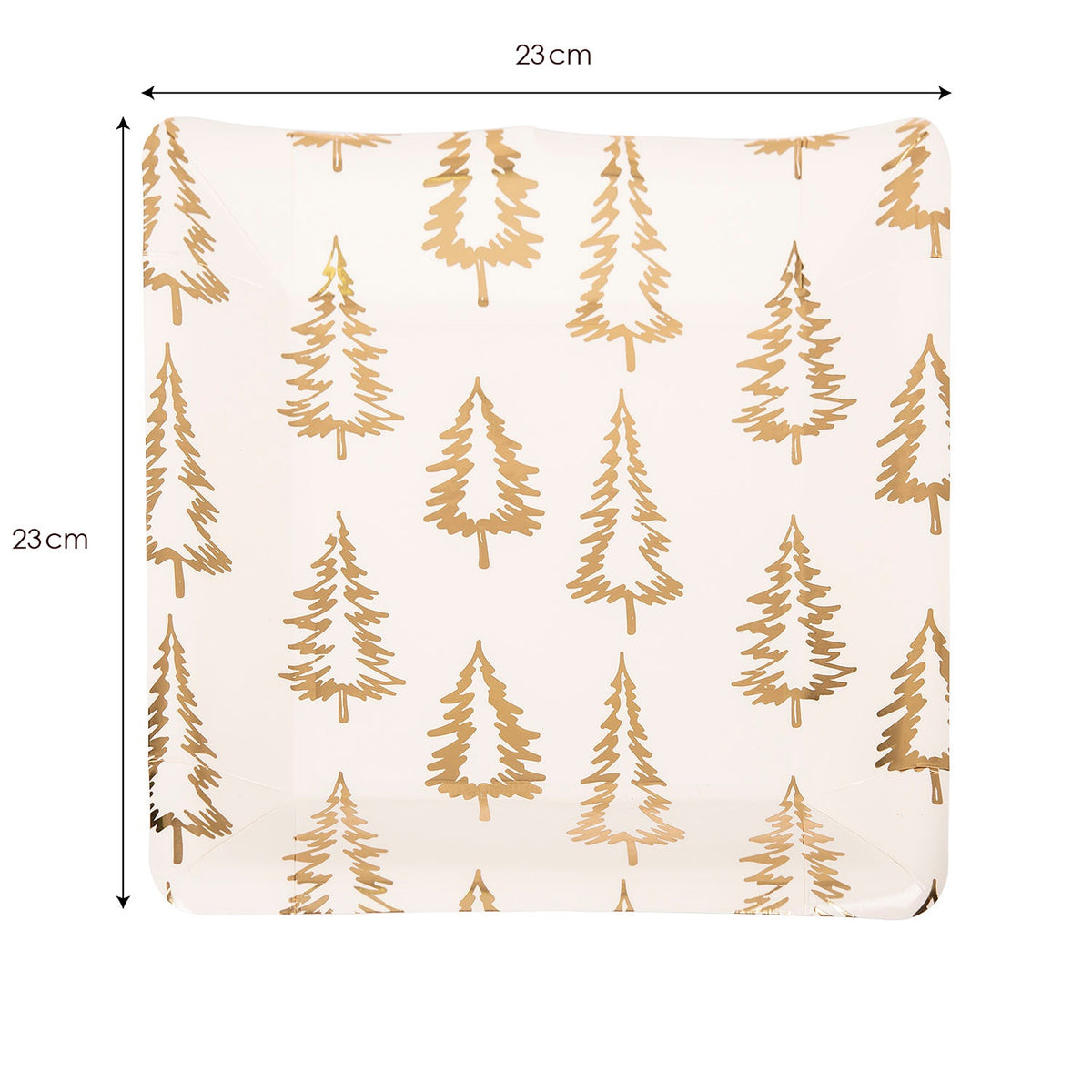 Fun Paper Plate Square 23x23cm - Golden Trees Pack of 8