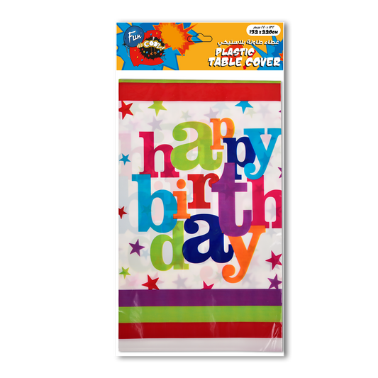 Fun® Plastic Table Cover 132*220cm - Happy Birthday Design [1pc]